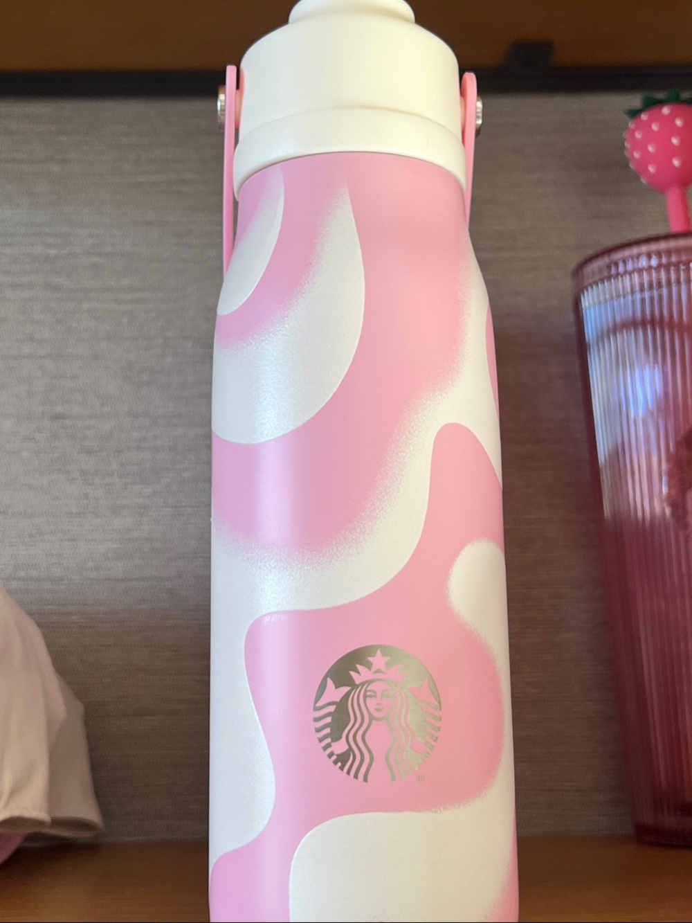 Starbucks Pink and White Swirl Insulated Bottle